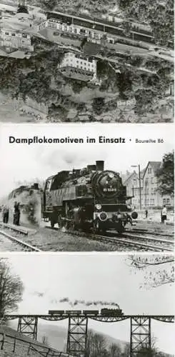 Set von 6 AK + 3 Umschlagfotos Dampflokomotiven im Einsatz. Baureihe 86