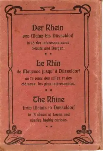 Set von 18 AK im Umschlag. Der Rhein von Mainz bis Düsseldorf. Städte und Burgen