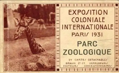 kleines Album 24 AK exposition coloniale internationale paris 1931 Parc Zoologique