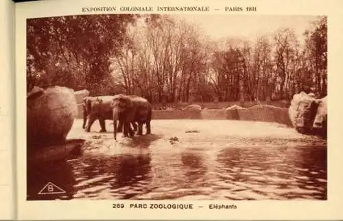 kleines Album 24 AK exposition coloniale internationale paris 1931 Parc Zoologique