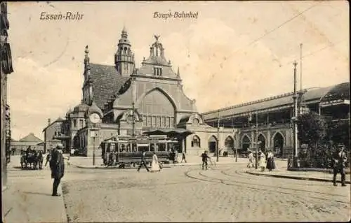 Ak Essen im Ruhrgebiet, Hauptbahnhof, Straßenseite