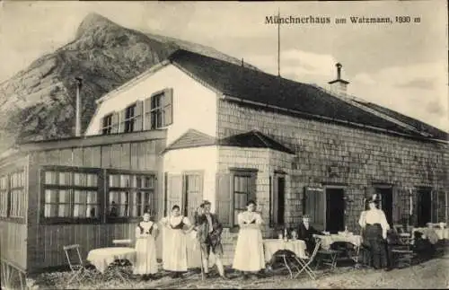 Ak Ramsau im Berchtesgadener Land Oberbayern, Watzmannhaus, Münchnerhaus am Watzmann