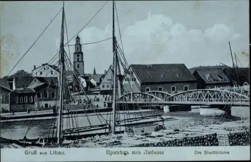 Ak Liepaja Libau Lettland, Stadtbrücke