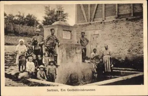 Ak Serbien, Ein Gedächtnisbrunnen, Serbische Bauern, Deutsche Soldaten