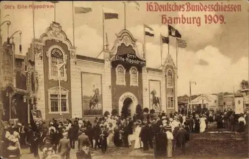 Ak Hamburg, 16. Deutsches Bundesschießen 1909, Ott's Elite Hippodrom