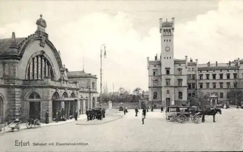 Ak Erfurt in Thüringen, Bahnhof mit Eisenahndirektion