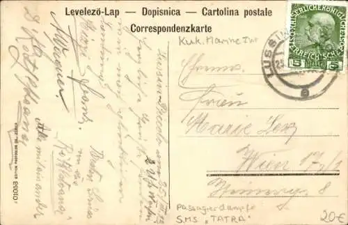 Ak Österreichischer Passagierdampfer S.M.S. Tatra