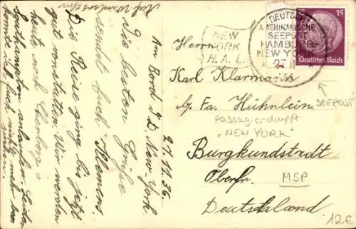 Lied Ak Weckruf, Dampfer New York, Holland-America Line HAL, Trompeter