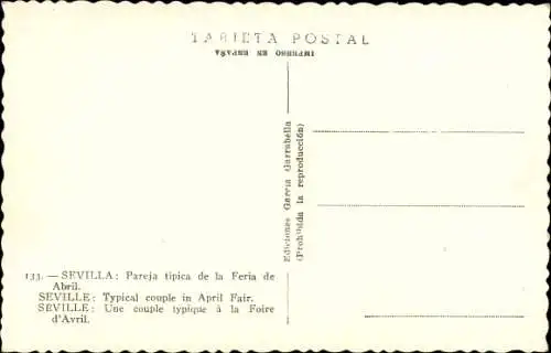 Ak Sevilla Andalusien, Pareja tipica de la Feria de Abril