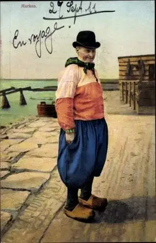 Ak Marken Nordholland, Mann in Tracht, Photochromie