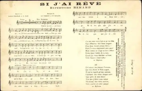 Lied Ak Si J'ai Reve, Repertoire Berard