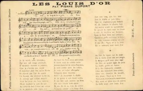 Lied Ak Les Louis d'Or, Pierre Dupont