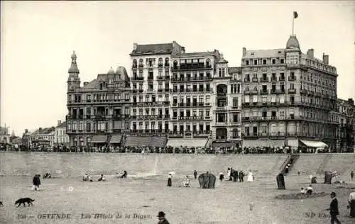 Ak Ostende Ostende Westflandern, Les Hôtels de la Digue