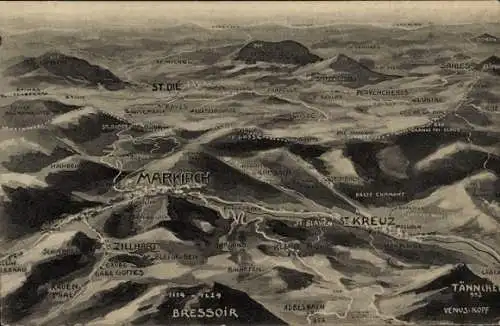 Landkarten Ak Sainte Marie aux Mines Markirch Elsass Haut Rhin, Sankt Die, Bressoir, Sankt Kreuz