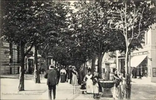 Ak Baden Baden am Schwarzwald, Sophienstraße, Brunnen