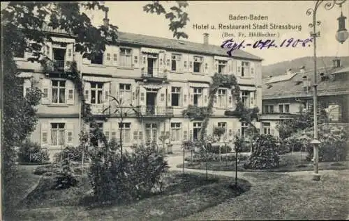 Ak Baden Baden am Schwarzwald, Hotel Restaurant Stadt Straßburg