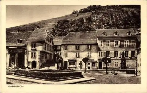 Ak Sainte Marie aux Mines Markirch Elsass Haut Rhin, Teilansicht, Denkmal