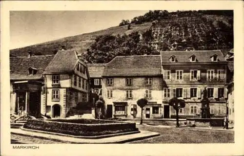 Ak Sainte Marie aux Mines Markirch Elsass Haut Rhin, Teilansicht, Denkmal