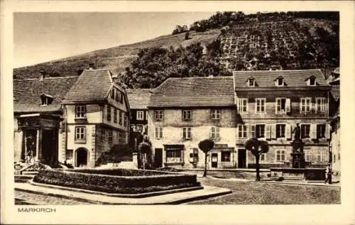 Ak Sainte Marie aux Mines Markirch Elsass Haut Rhin, Teilansicht, Denkmal