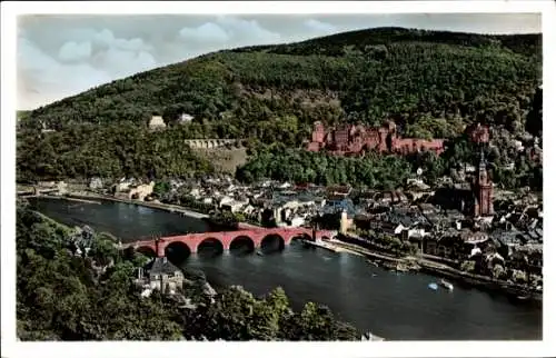 Ak Heidelberg am Neckar, Teilansicht, Blick vom Philosophenweg, Brücke