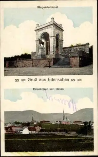 Ak Edenkoben an der Haardt Pfalz, Blick von Osten, Siegesdenkmal