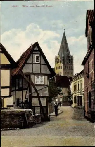 Ak Soest in Westfalen, Patrokli-Dom, Fachwerkhaus