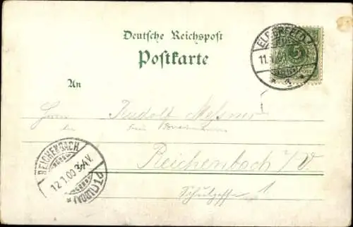 Litho St. Goar, Ruine Rheinfels, Dampfer, Weinberge