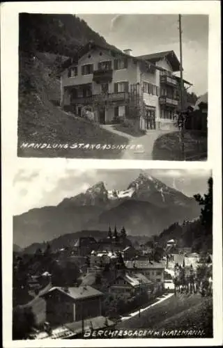 Foto Ak Berchtesgaden in Oberbayern, Teilansicht, Watzmann, Handlung Stangassinger