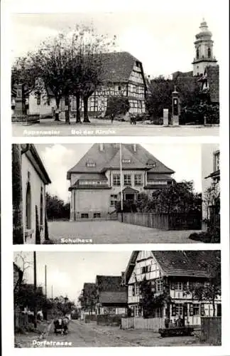 Ak Appenweier Schwarzwald, Bei der Kirche, Schulhaus, Dorfstraße