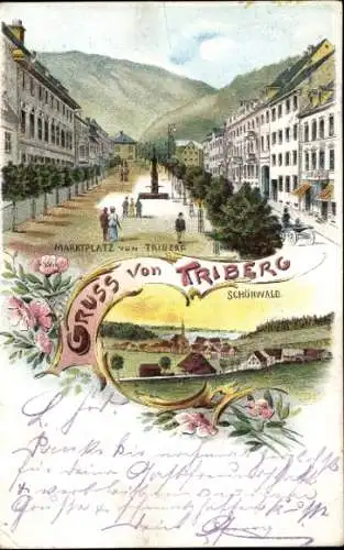 Litho Triberg im Schwarzwald, Marktplatz, Schönwald