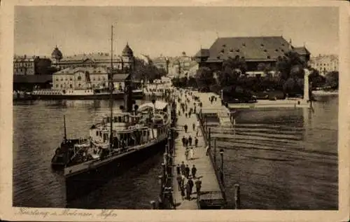 Ak Konstanz am Bodensee, Hafen, Dampfer