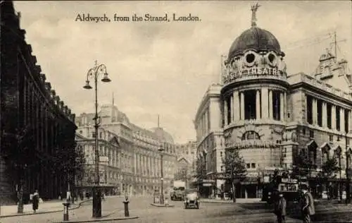 Ak London City England, Aldwych vom Strand aus