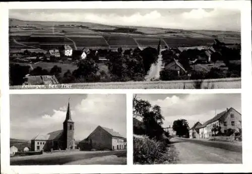 Ak Pellingen, Gesamtansicht, Kirche, Straßenpartie