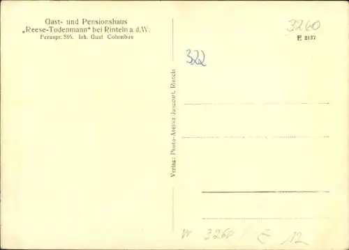 Ak Todenmann Rinteln, Gast- und Pensionshaus Reese Todenmann, Dingelstedt-Denkmal, Weserlied