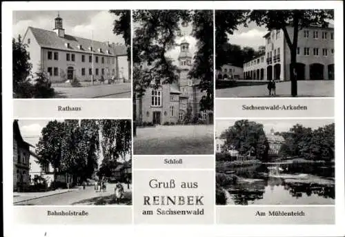 Ak Reinbek in Schleswig Holstein, Rathaus, Schloss, Sachsenwald Arkaden, Bahnhofstraße