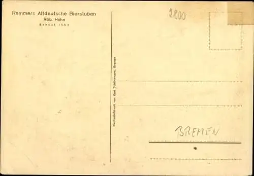 Ak Hansestadt Bremen, Remmers Altdeutsche Bierstuben, Rob, Hahn, Tresen