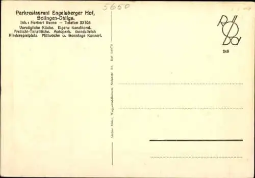 Ak Ohligs Solingen Bergisches Land, Parkrestaurant Engelsberger Hof, Brunnen