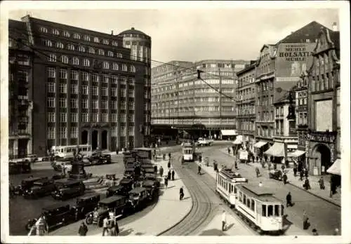 Ak Hamburg Mitte Neustadt, Gänsemarkt, Straßenbahn