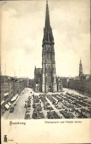 Ak Hamburg, Hopfenmarkt, Nikolai-Kirche