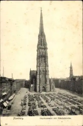 Ak Hamburg, Hopfenmarkt, Nikolaikirche