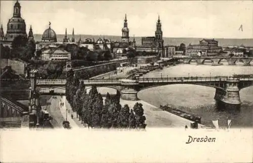 Ak Dresden Altstadt, Gesamtansicht, Brücke