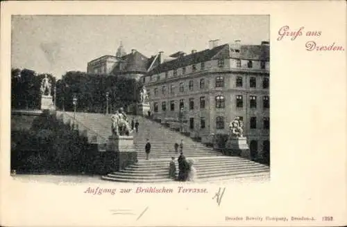 Ak Dresden Altstadt, Aufgang zur Brühlschen Terrasse