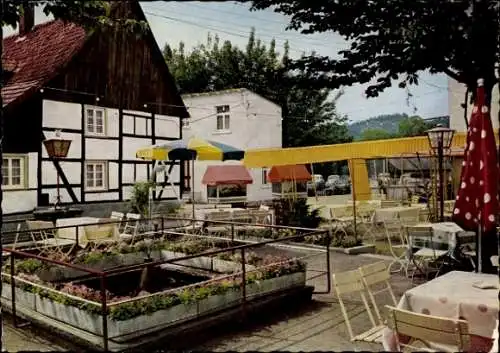 Ak Hemer im Sauerland, zum Bären, Fachwerkhaus, Jagdhaus, Terrasse