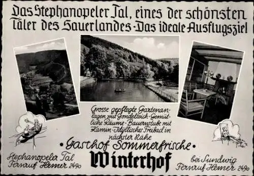 Ak Stephanopel Hemer im Sauerland, Gasthof Winterhof, Stephanopeler Tal