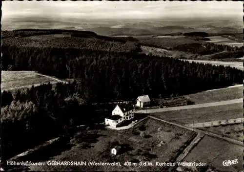 Ak Gebhardshain im Westerwald, Kurhaus Waldfrieden, Fliegeraufnahme