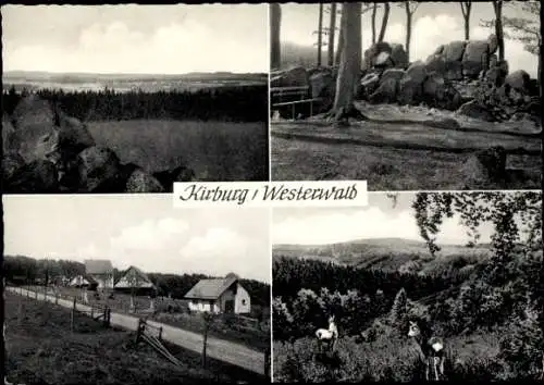 Ak Kirburg in Rheinland Pfalz, Wald- und Felspartie, Häuser