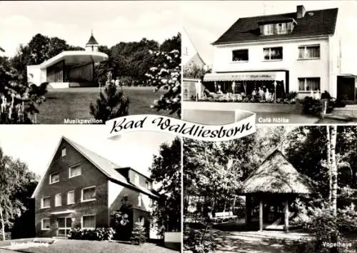 Ak Bad Waldliesborn Lippstadt in Westfalen, Musikpavillon, Cafe Nölke, Vogelhaus