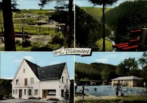 Ak Dickendorf im Westerwald, Panorama, Privatpension Maria Schuhenn, Freibad