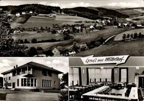 Ak Mittelhof an der Sieg, Panorama, Gasthof und Pension Höfer-Löhe, Innenansicht