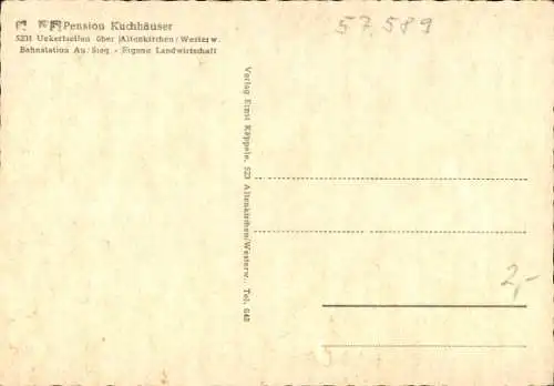 Ak Ückertseifen Niederirsen im Westerwald, Pension Kuchhäuser, Inneres, Panorama